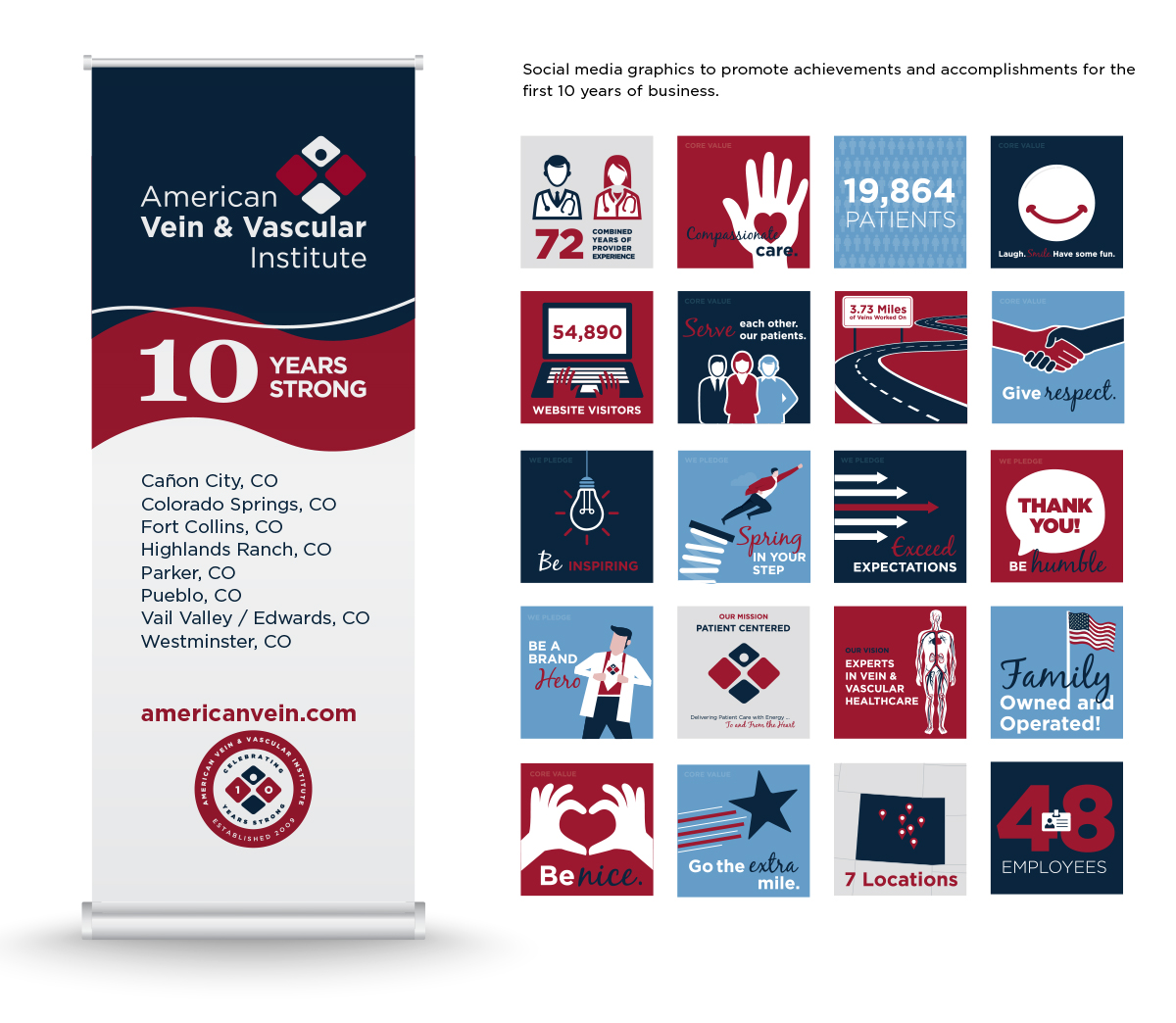 AmericanVein Brand year anniversary social graphics