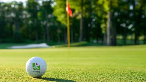 PinQuest Brand Logo on golf ball
