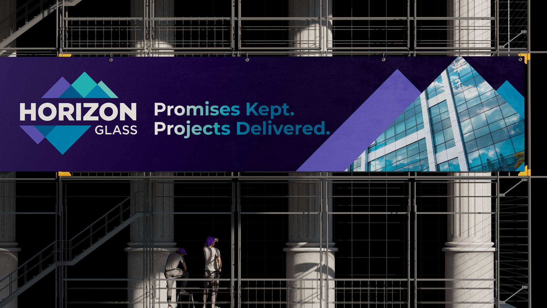 Bluebird Horizon Glass jobsite banner
